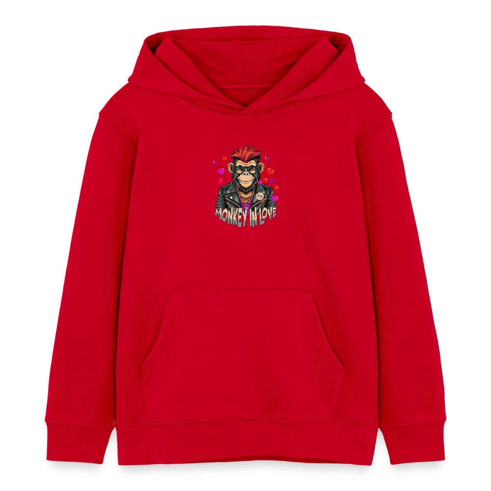 MNJS KIDS Bio-Hoodie mit MONKEY IN LOVE PRINT - Rot