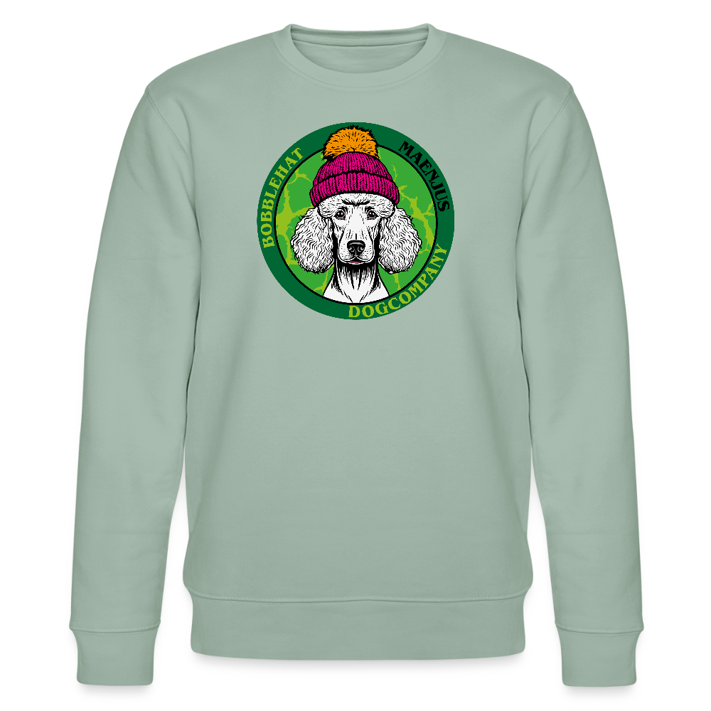 Unisex Bio-Sweatshirt mit BOBBLEHAT DOGCOMPANY PRINT - Helles Graugrün