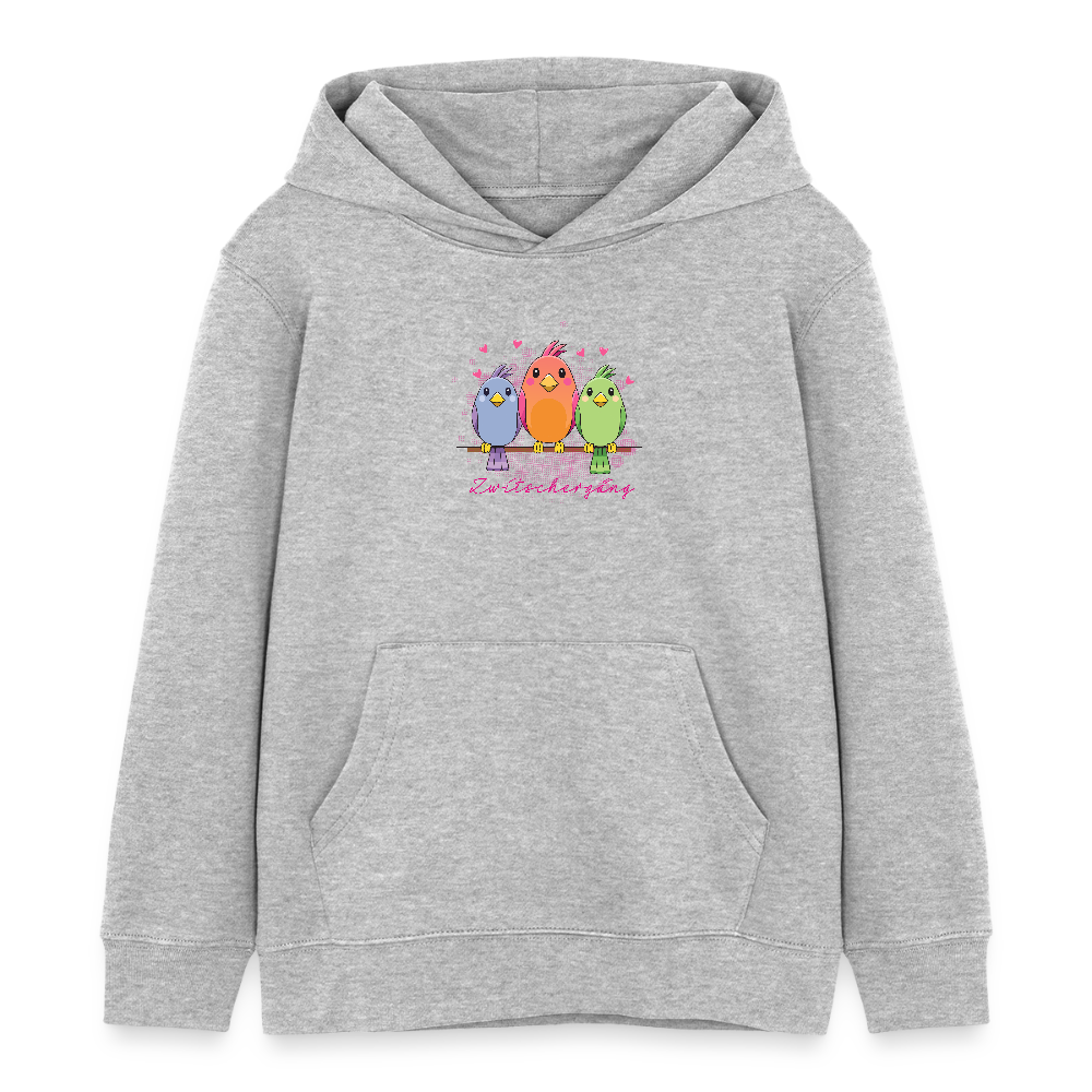 MNJS KIDS Bio-Hoodie mit ZWITSCHERGÄNG PRINT - Grau meliert