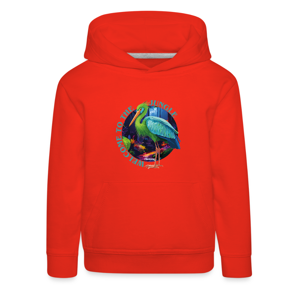 MNJS KIDS Premium Hoodie mit WELCOME TO THE JUNGLE PRINT - Rot