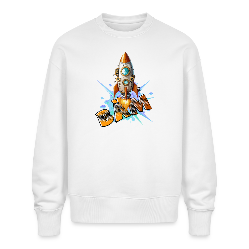 Unisex Oversize Pullover mit RAKETE PRINT - Weiß