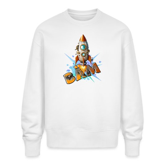 Unisex Oversize Pullover mit RAKETE PRINT - Weiß