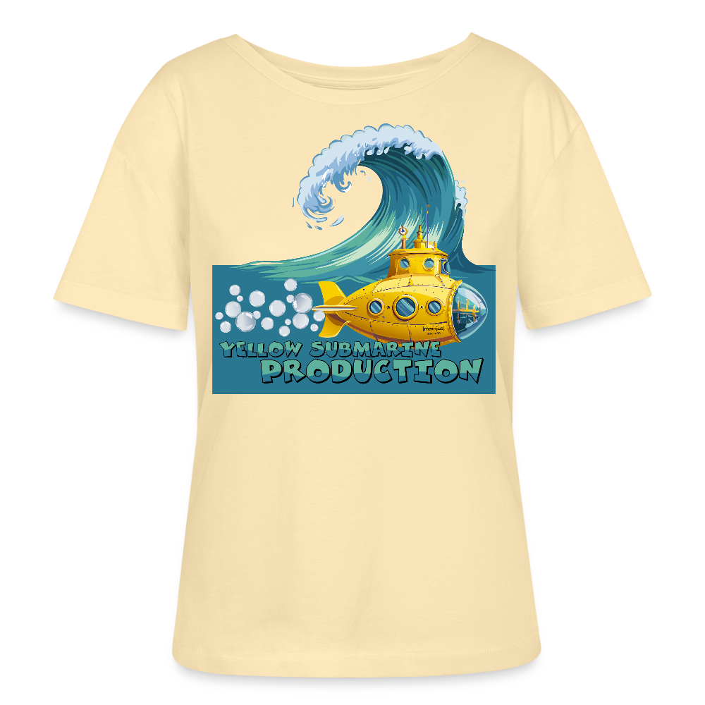 Relaxed Rundhals Frauen Bio-T-Shirt mit YELLOW SUBMARINE PRODUCTION PRINT - Creme