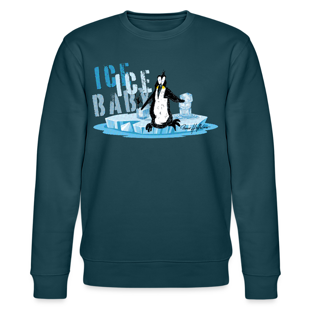 Unisex Bio-Sweatshirt mit ICE ICE BABY PRINT - Dunkles Petrol