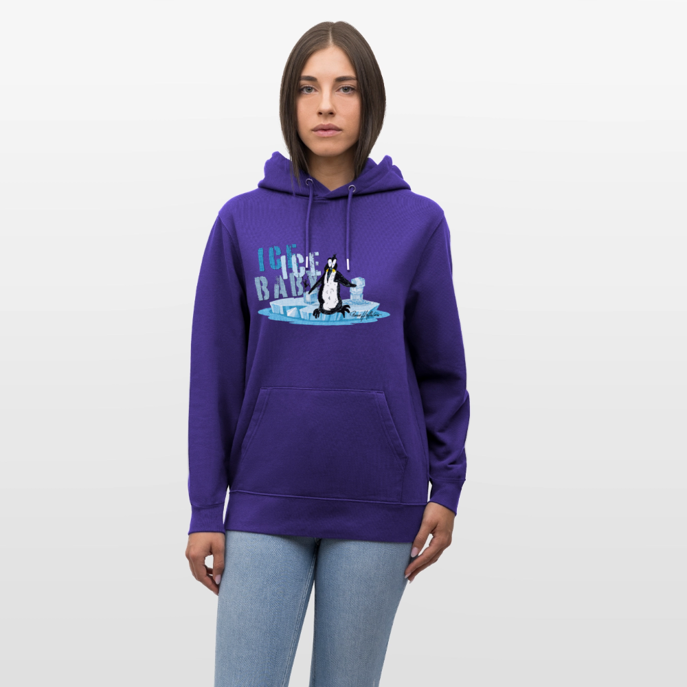 Unisex Bio-Hoodie mit ICE ICE BABY PINGUIN PRINT - Purple Love 