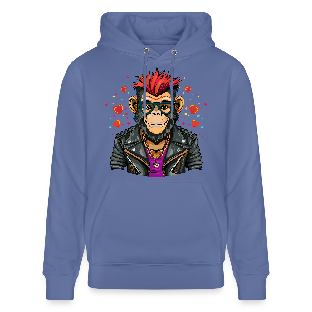 Unisex Hoodie mit MONKEY IN LOVE PRINT - Blau