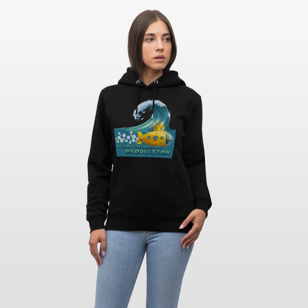 Unisex Bio-Hoodie mit YELLOW SUBMARINE PRODUCTION PRINT - Schwarz
