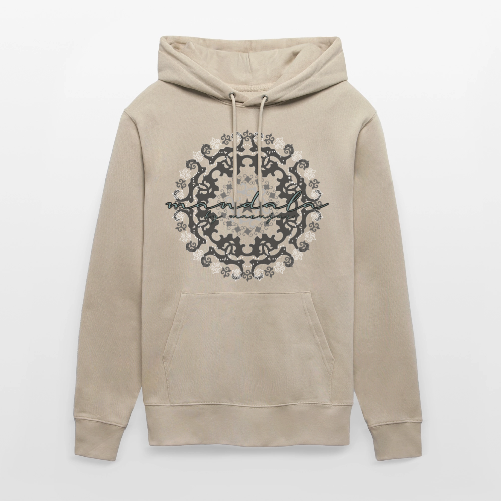 Unisex Bio-Hoodie mit BLACK MANDALA PRINT - Beige
