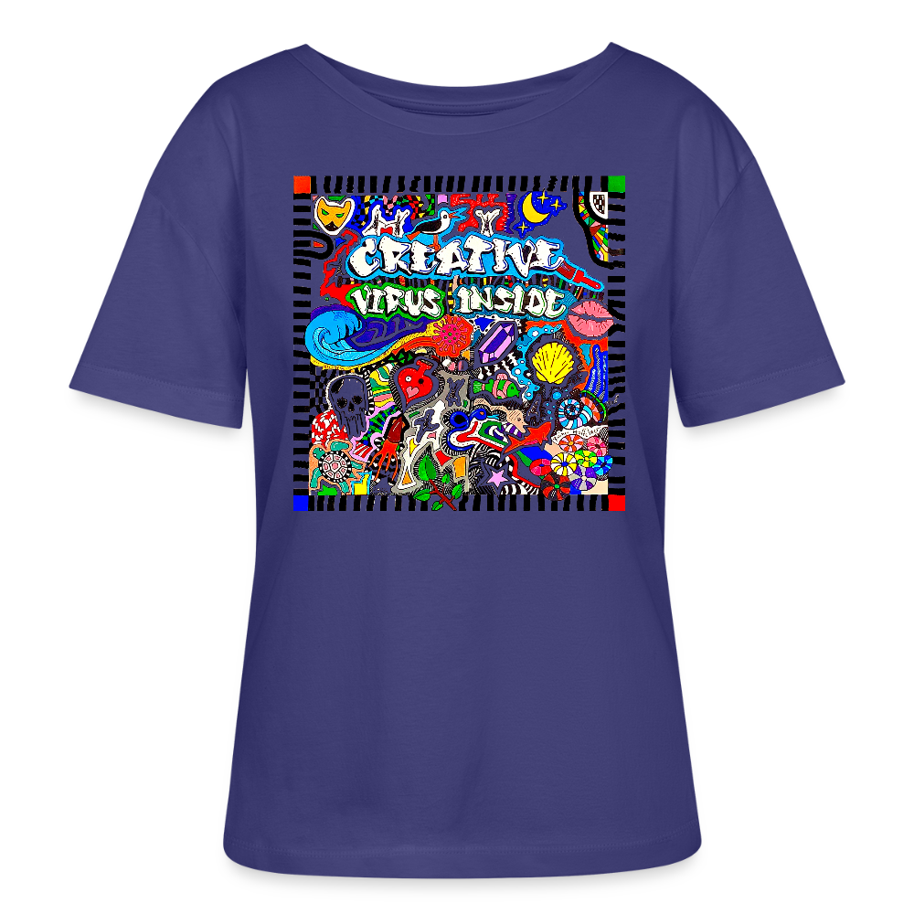 Relaxed Rundhals Frauen Bio-T-Shirt mit CREATIVE VIRUS INSIDE PRINT - Dämmerung