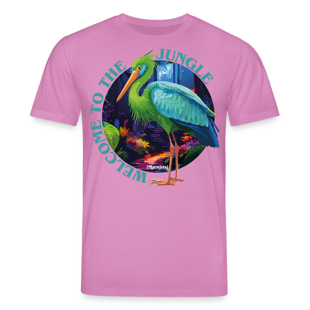 Unisex Bio-T-Shirt mit WELCOME TO THE JUNGLE PRINT Vorderseite - Pink