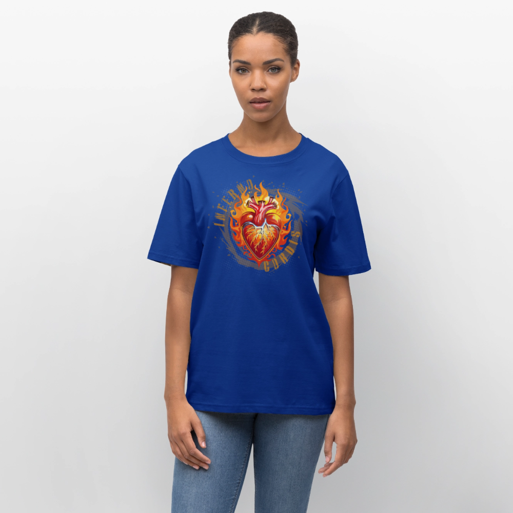 Unisex Bio-T-Shirt mit FEUERHERZ ORANGE PRINT - Dunkelblau