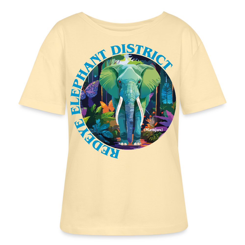 Frauen T-Shirt mit REDEYE ELEPHANT DISTRICT PRINT Vorderseite - Creme