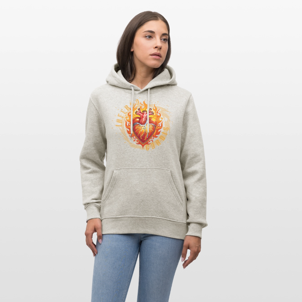 Unisex Bio-Hoodie mit FEUERHERZ PRINT - Beige meliert