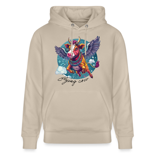 Unisex Hoodie mit FLYING COW PRINT - Beige