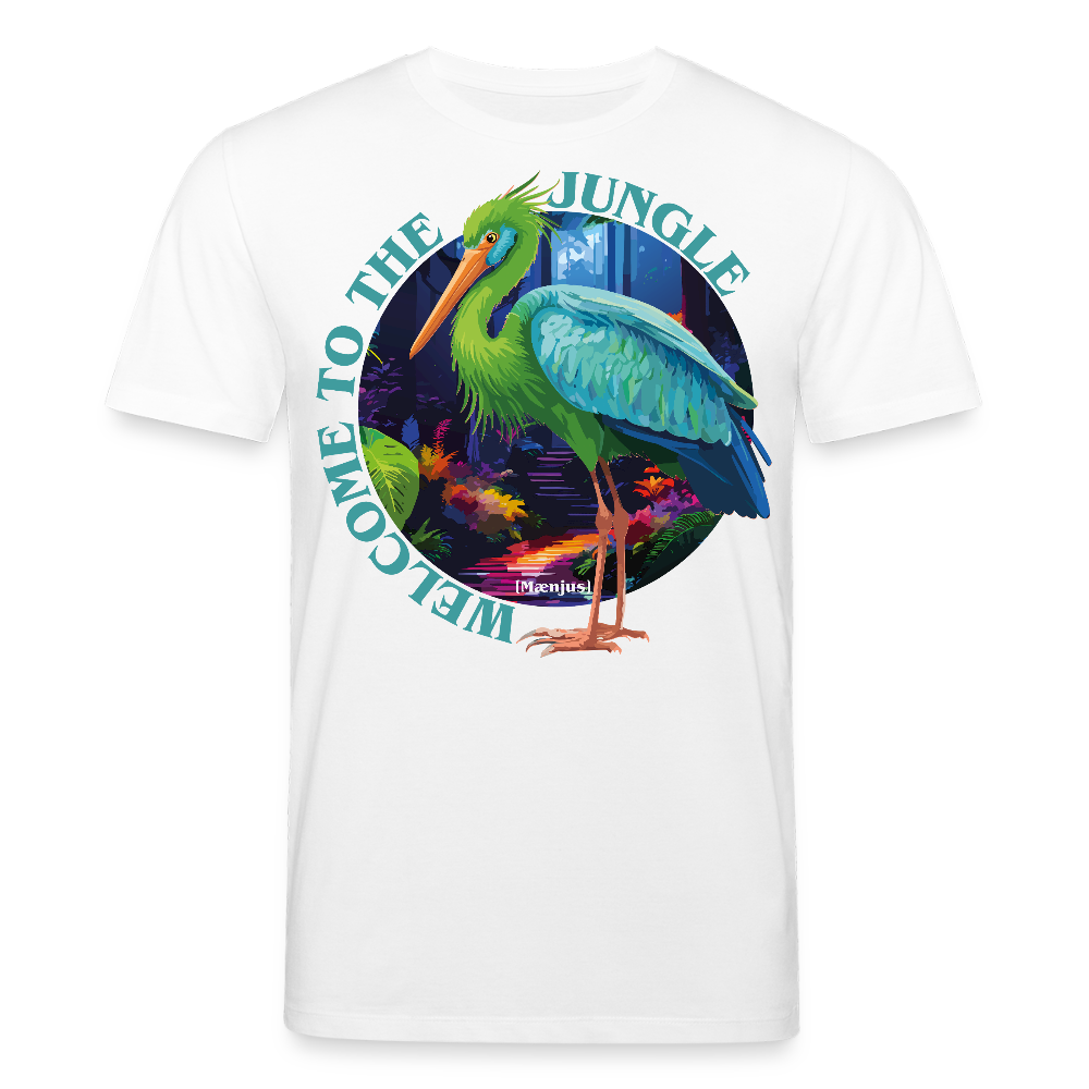 Unisex Bio-T-Shirt mit WELCOME TO THE JUNGLE PRINT Vorderseite - Weiß