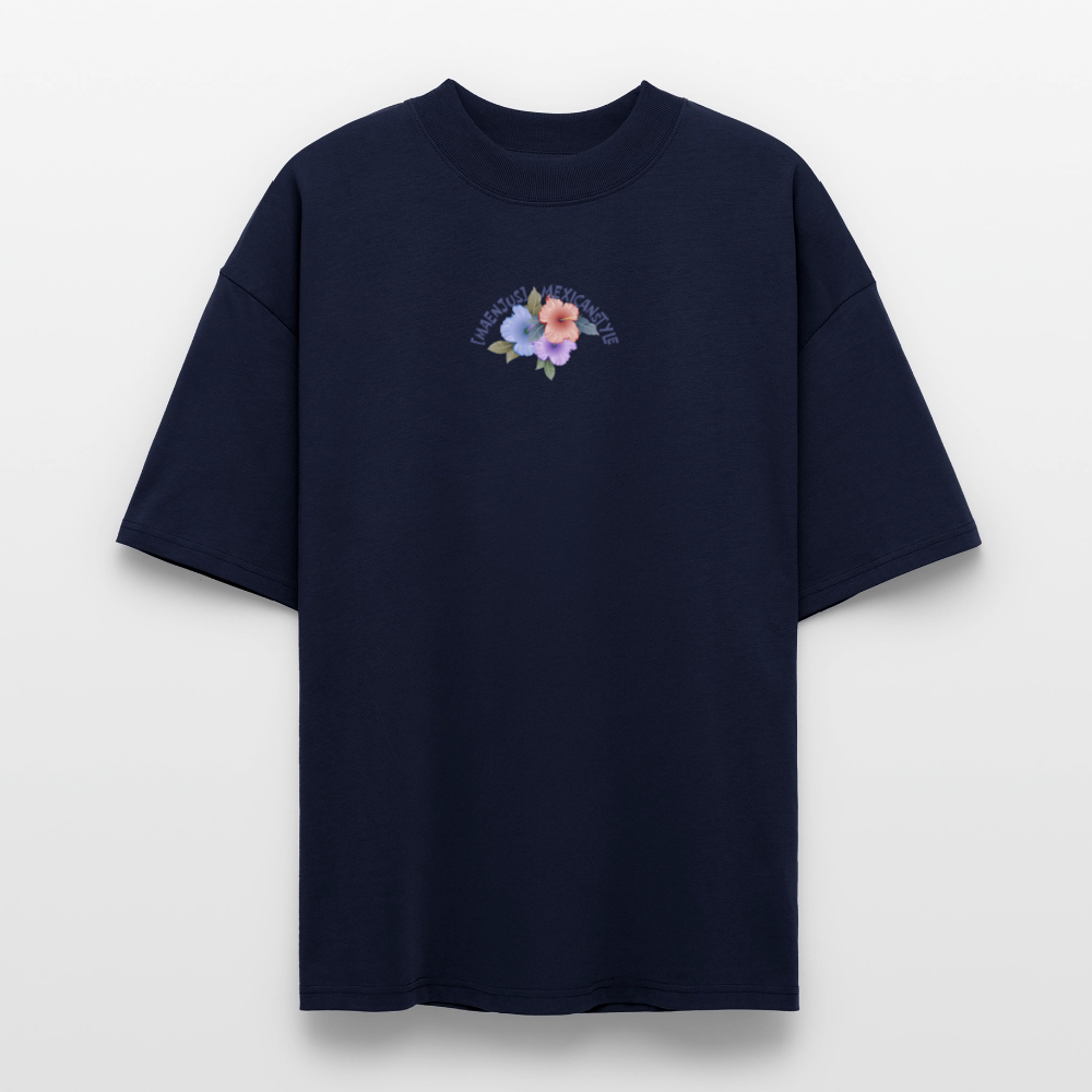 Oversized Unisex T-Shirt mit MAENJUS MEXICANSTYLE PRINT Vorder- und Rückseite - Navy