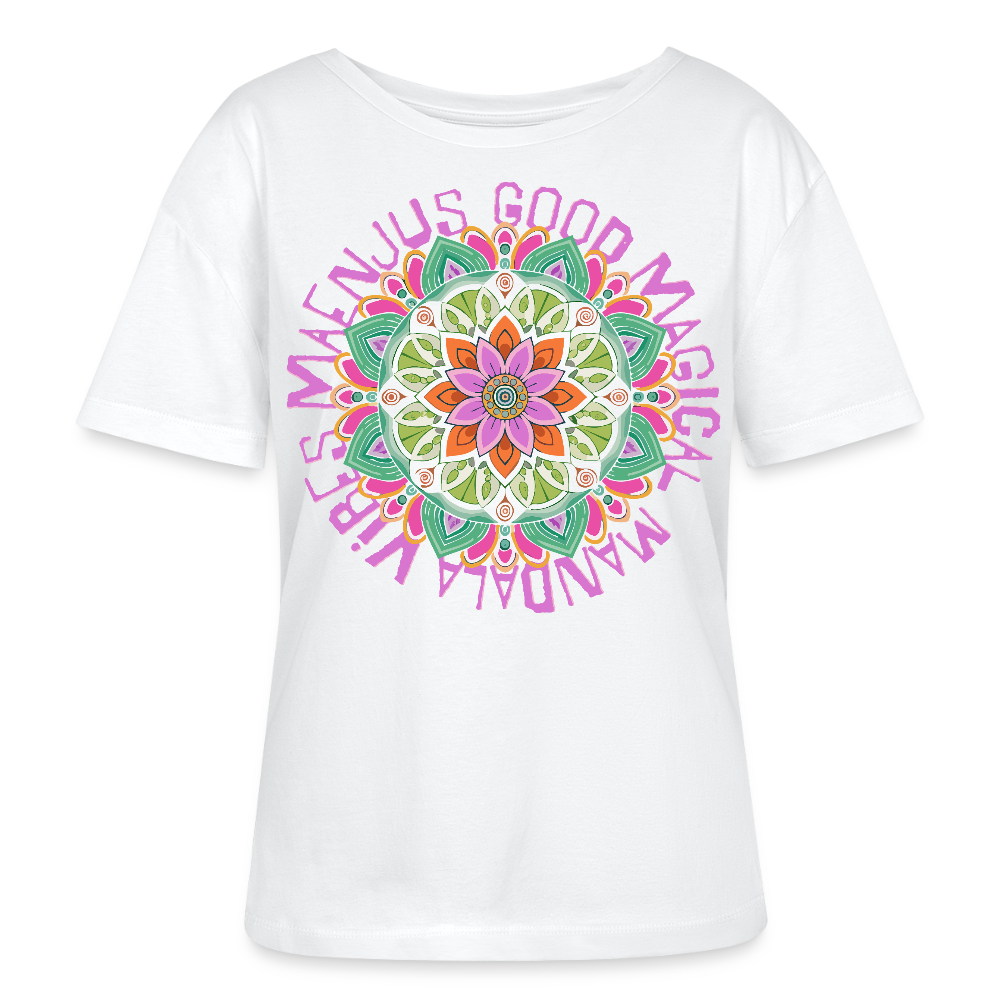 Rundhals Frauen Bio-T-Shirt mit Mandala Vibes PRINT - Weiß
