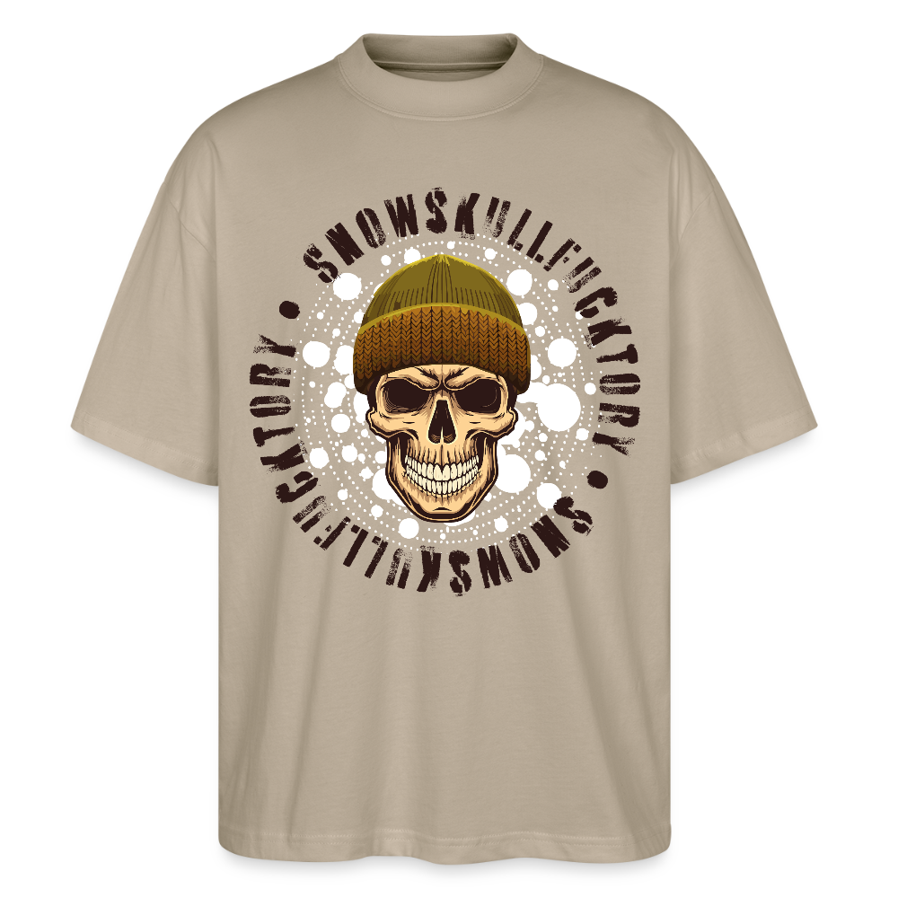 Oversized Unisex T-Shirt mit SNOWSKULL PRINT - Steingrau