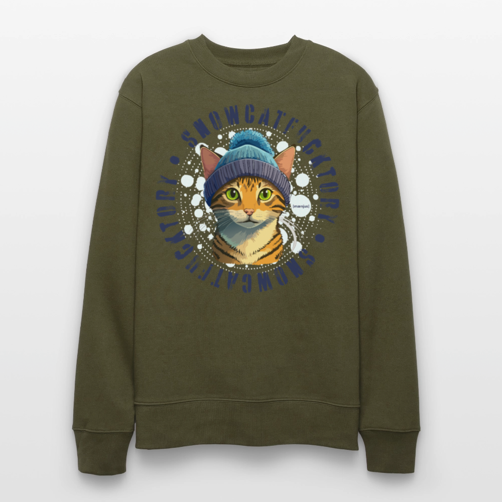 Unisex Bio-Sweatshirt mit SNOWCAT PRINT - Khaki