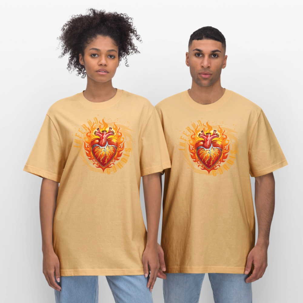 Unisex Bio-T-Shirt mit FEUERHERZ ORANGE PRINT - Hellgelb