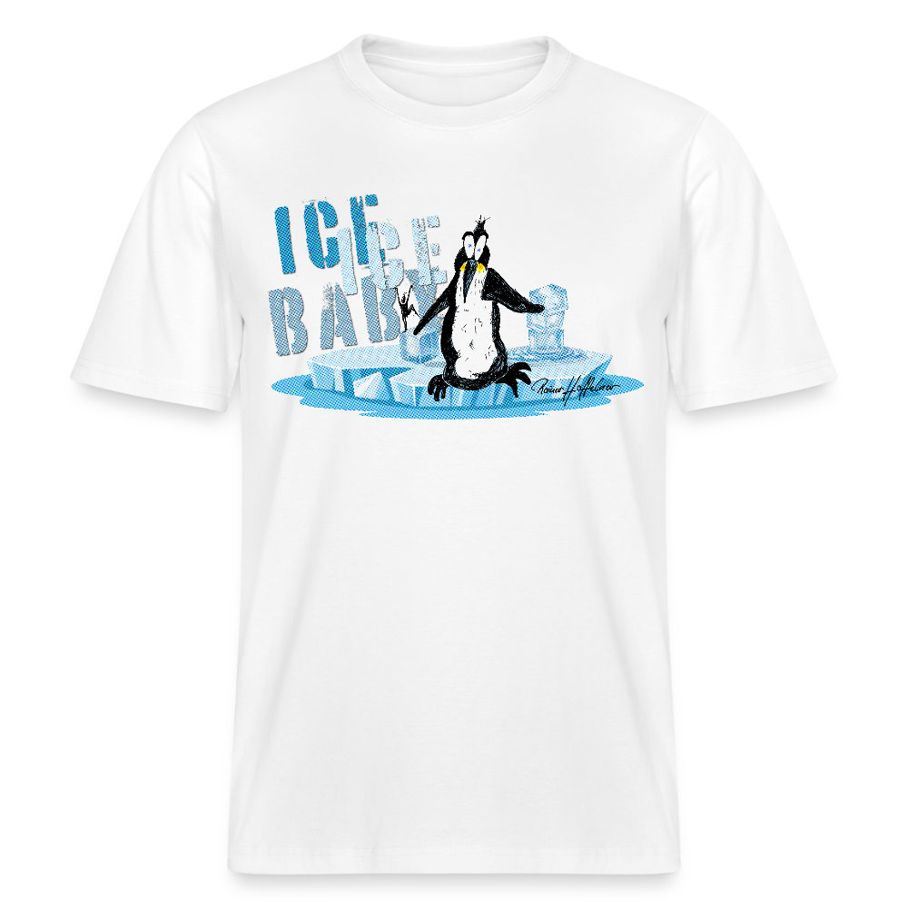 Unisex Bio-T-Shirt mit ICE ICE BABY PINGUIN PRINT - Weiß
