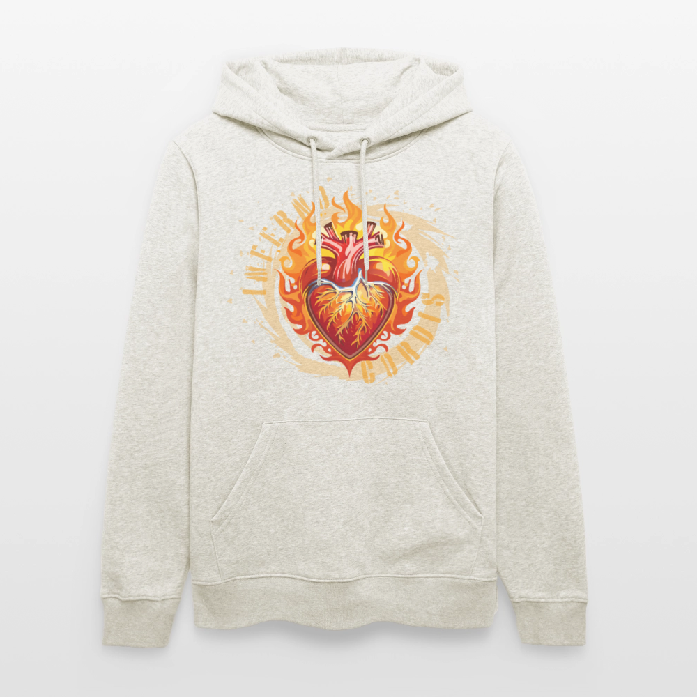 Unisex Bio-Hoodie mit FEUERHERZ PRINT - Beige meliert
