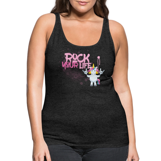 Frauen Premium Tank Top mit ROCK YOUR LIFE PRINT - Anthrazit