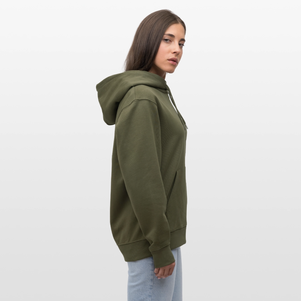 Unisex Bio-Kapuzenjacke mit DELICATEZZA PRINT Rückseite - Khaki