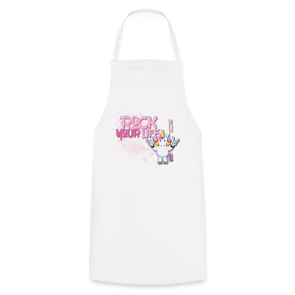 Kochschürze mit ROCK YOUR LIFE PRINT - Weiß