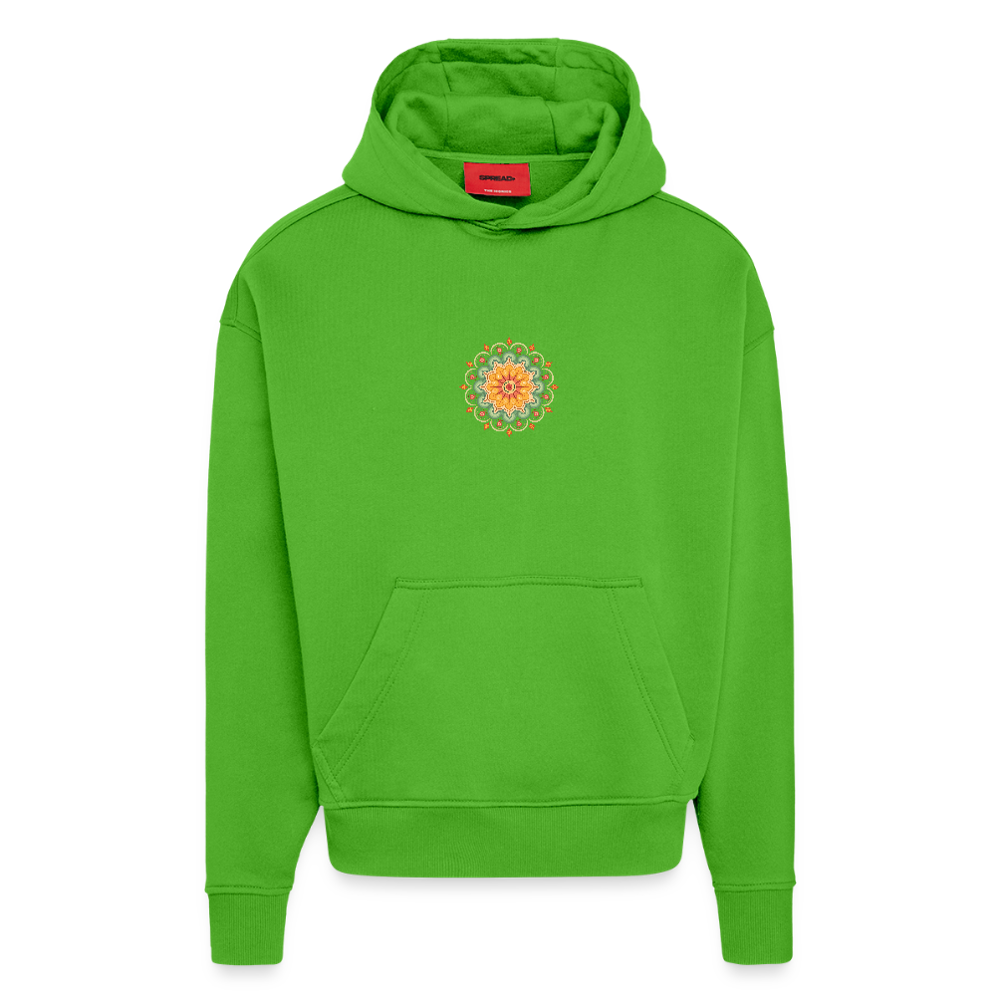Heavyweight Oversized Organic Hoodie Made in EU mit Mandala Vibes Print - Apple Neon
