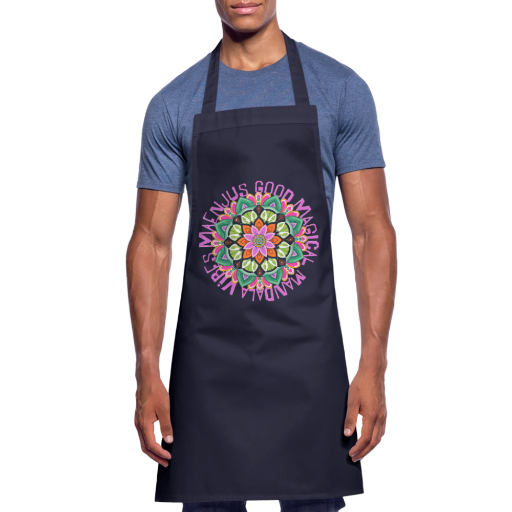 Kochschürze mit Mandala Vibes Motiv V - Navy