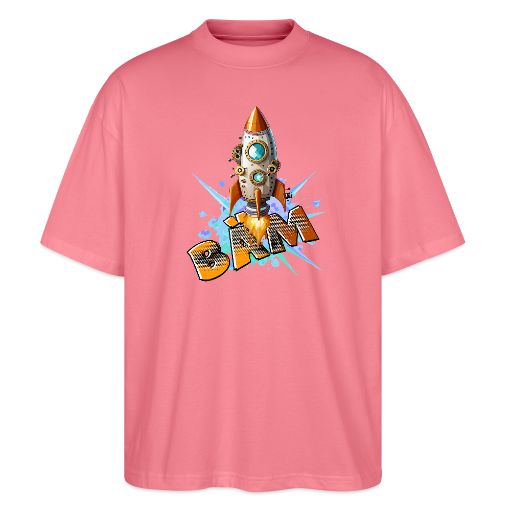 Oversized Unisex T-Shirt mit RAKETE PRINT - Pink 