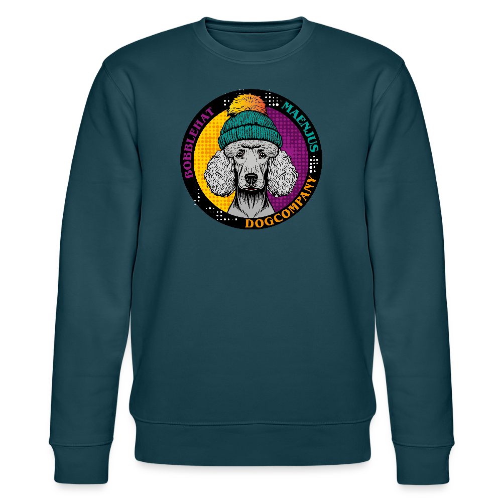 Unisex Bio-Sweatshirt mit BOBBLEHAT DOGCOMPANY PRINT - Dunkles Petrol