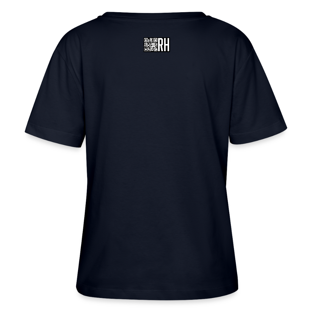 Relaxed Rundhals Frauen Bio-T-Shirt mit CREATIVE VIRUS INSIDE PRINT - Navy