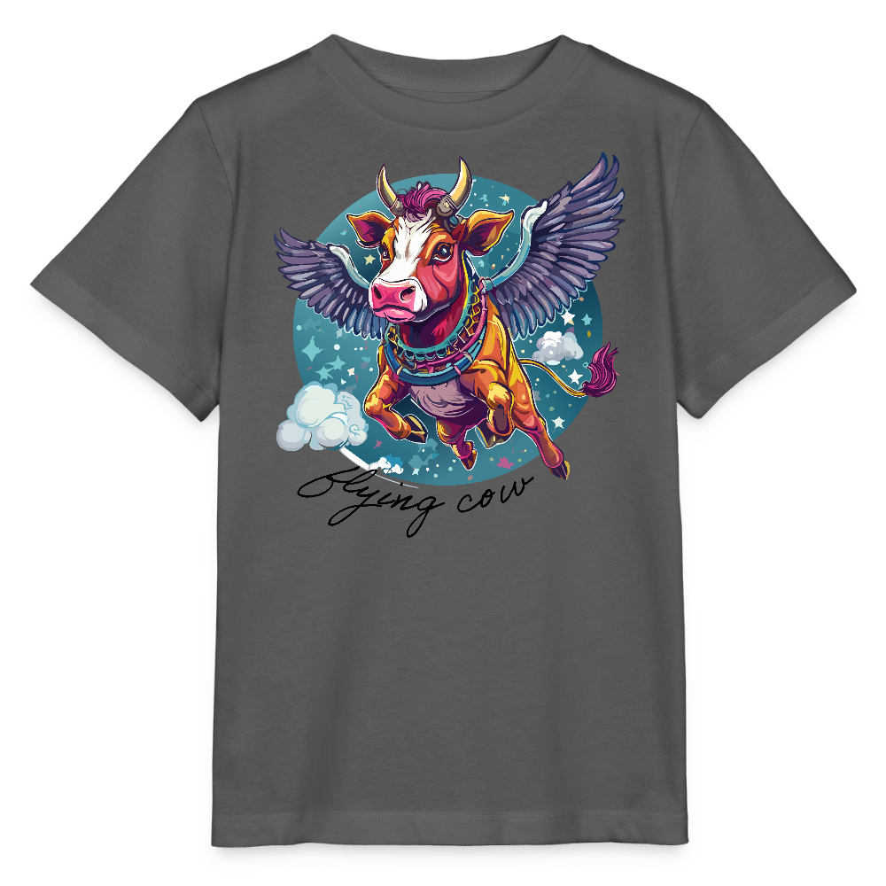 MNJS KIDS Bio T-Shirt mit FLYING COW PRINT - Anthrazit