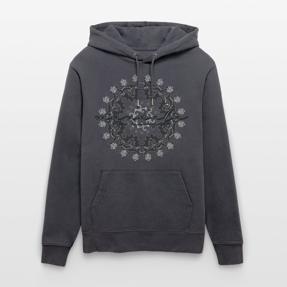 Unisex Bio-Hoodie mit BLACK MANDALA PRINT - Indigoblau