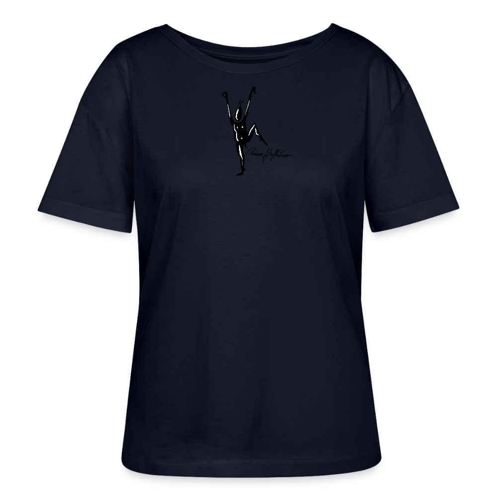 Relaxed Rundhals Frauen Bio-T-Shirt mit TUSCHEMÄNNCHEN PRINT - Navy