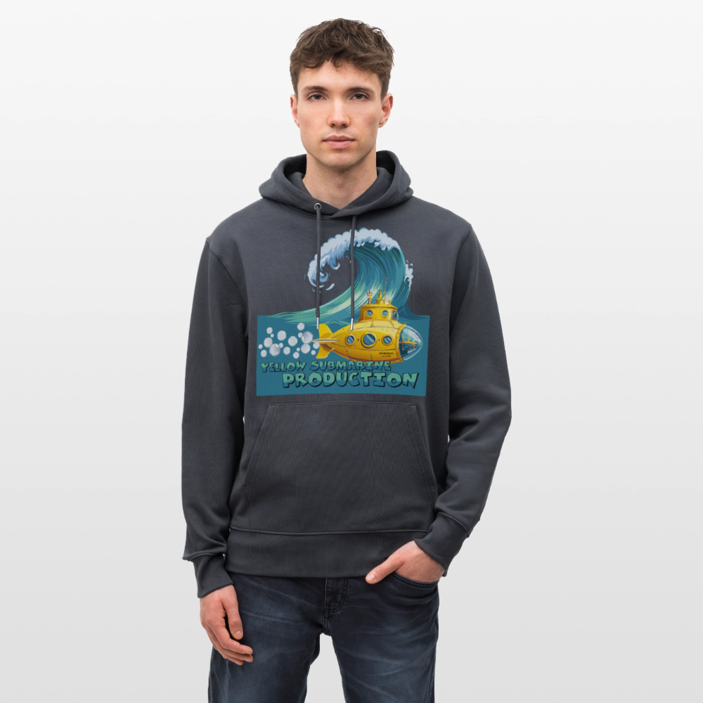 Unisex Bio-Hoodie mit YELLOW SUBMARINE PRODUCTION PRINT - Indigoblau