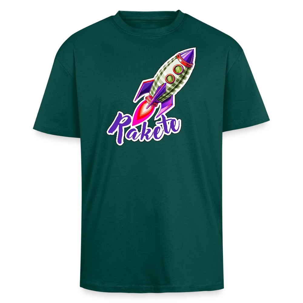 Heavy Oversize T-Shirt mit RAKETE PRINT - hunter Green