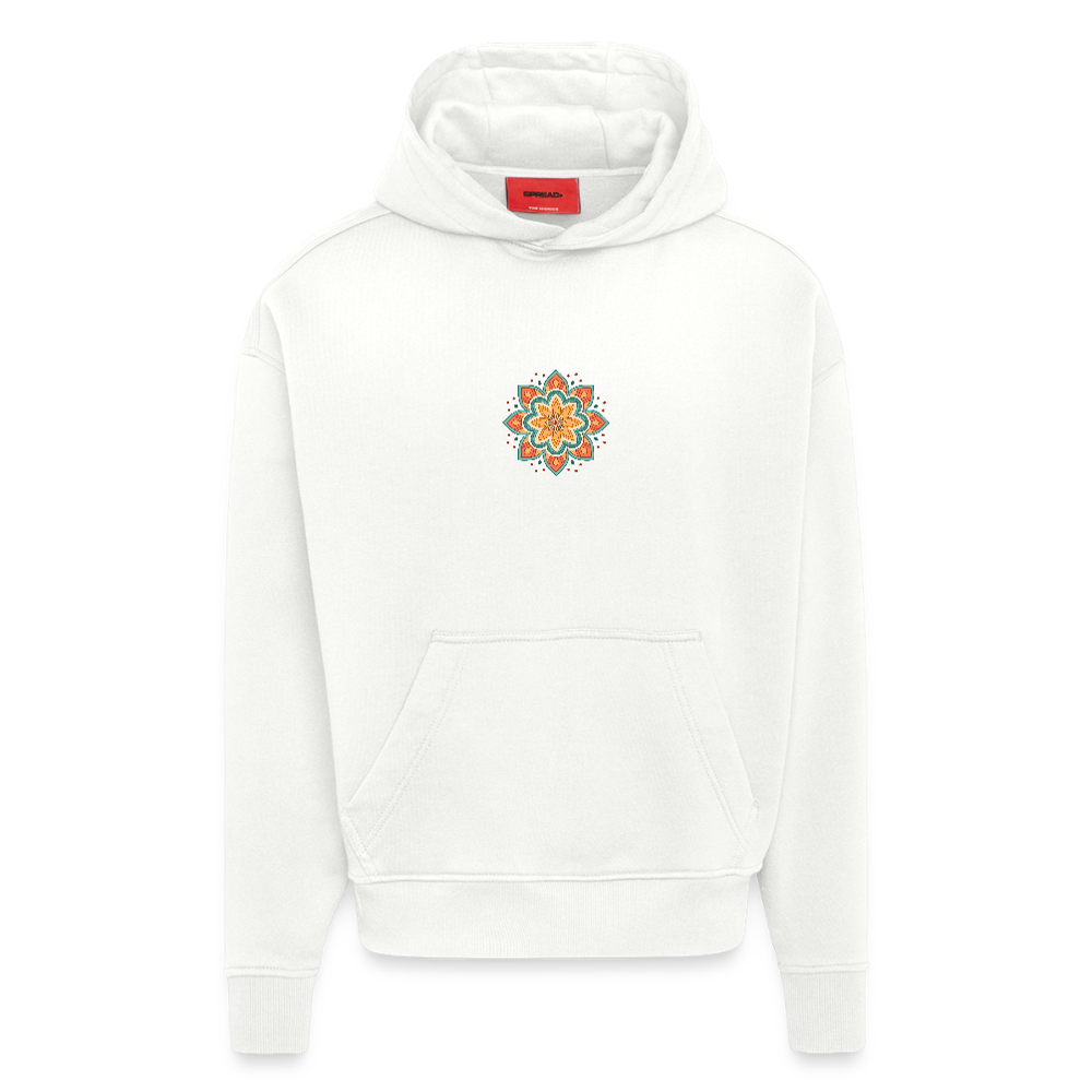 Heavyweight Oversized Organic Hoodie Made in EU mit Mandala Vibes Print - OFF WHITE