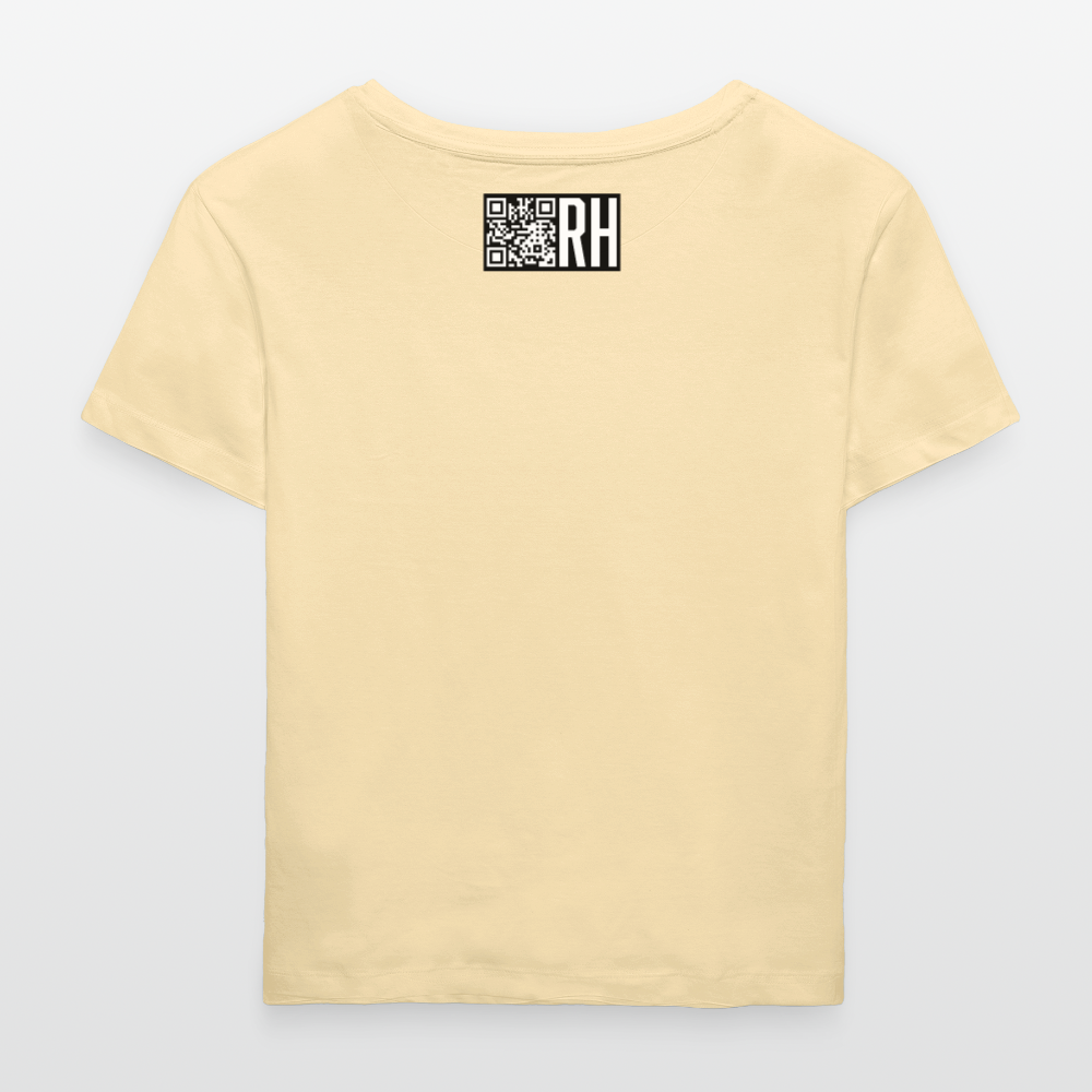Relaxed Rundhals Frauen Bio-T-Shirt mit MAENJUS NETWORK FASHION PRINT - Creme
