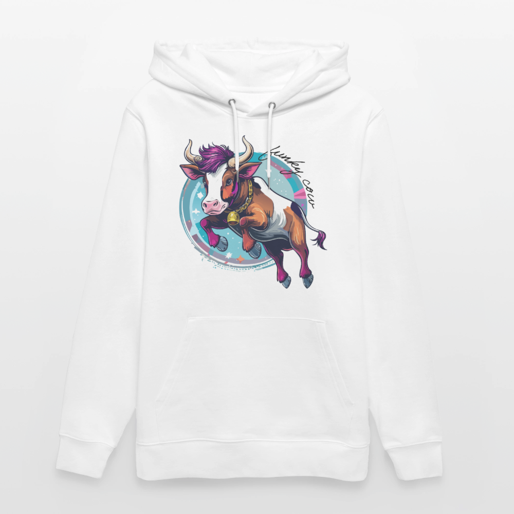 Unisex Hoodie mit FUNKY COW PRINT - Weiß