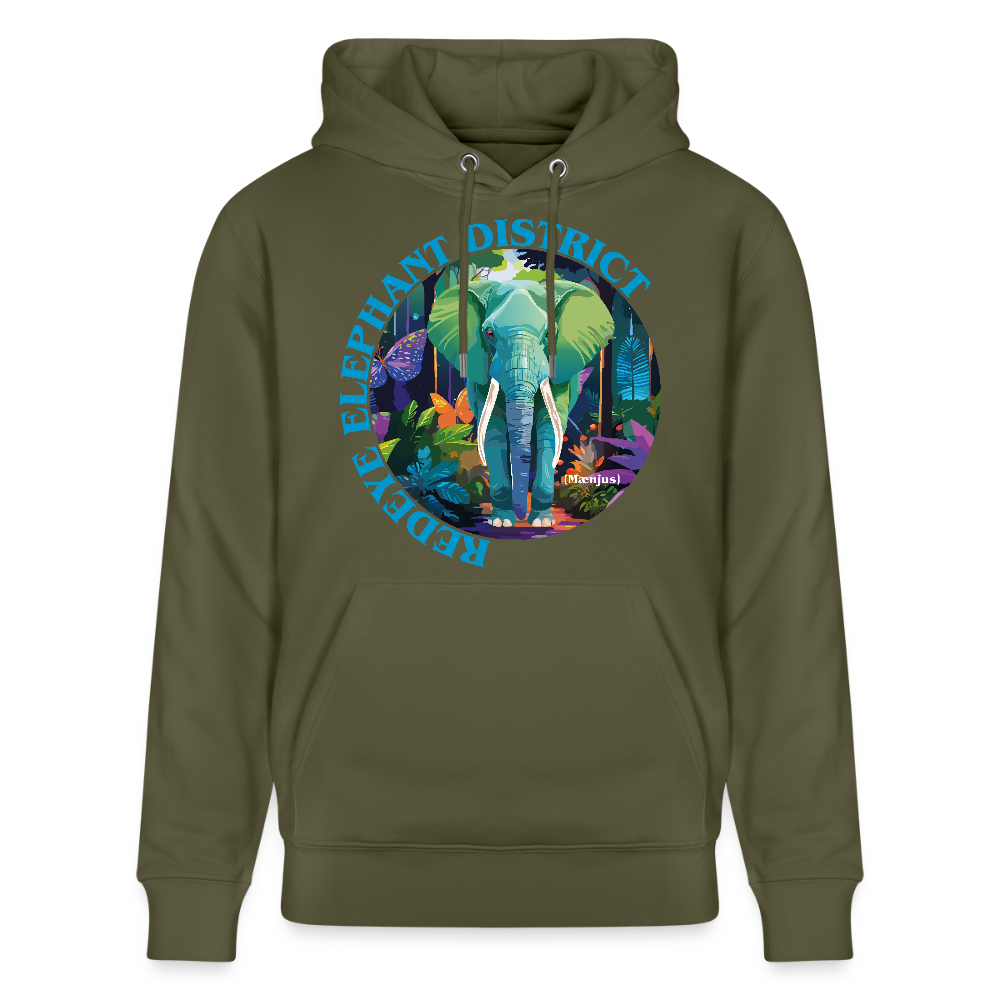 Unisex Bio-Hoodie mit REDEYE ELEPHANT DISTRICT PRINT - Khaki Grün
