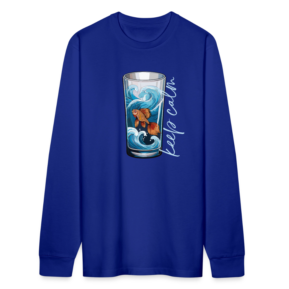 Unisex Bio-Langarmshirt mit KEEP CALM PRINT - Königsblau