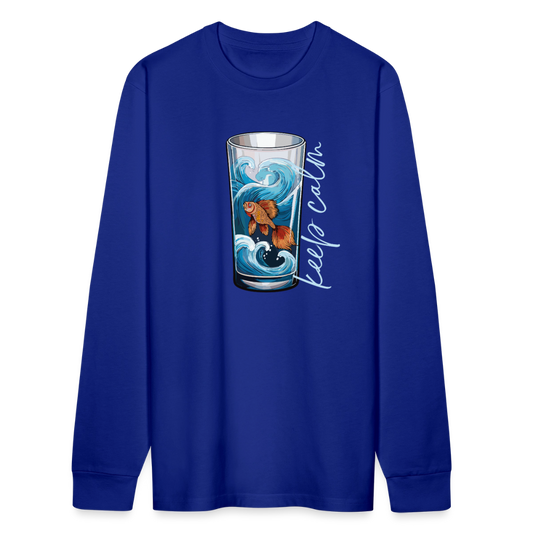 Unisex Bio-Langarmshirt mit KEEP CALM PRINT - Königsblau