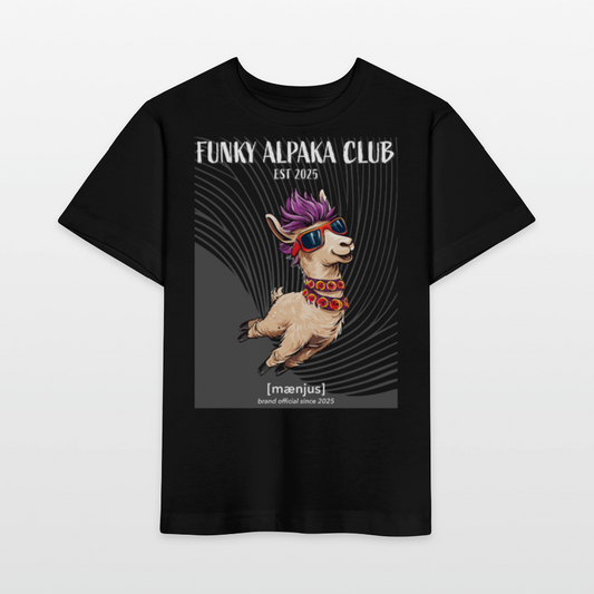 MNJS KIDS Bio T-Shirt mit FUNKY ALPAKA CLUB PRINT - Schwarz