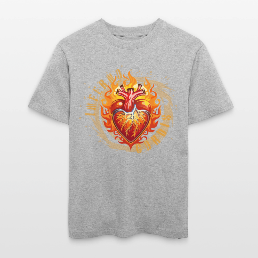Unisex Bio-T-Shirt mit FEUERHERZ ORANGE PRINT - Grau meliert