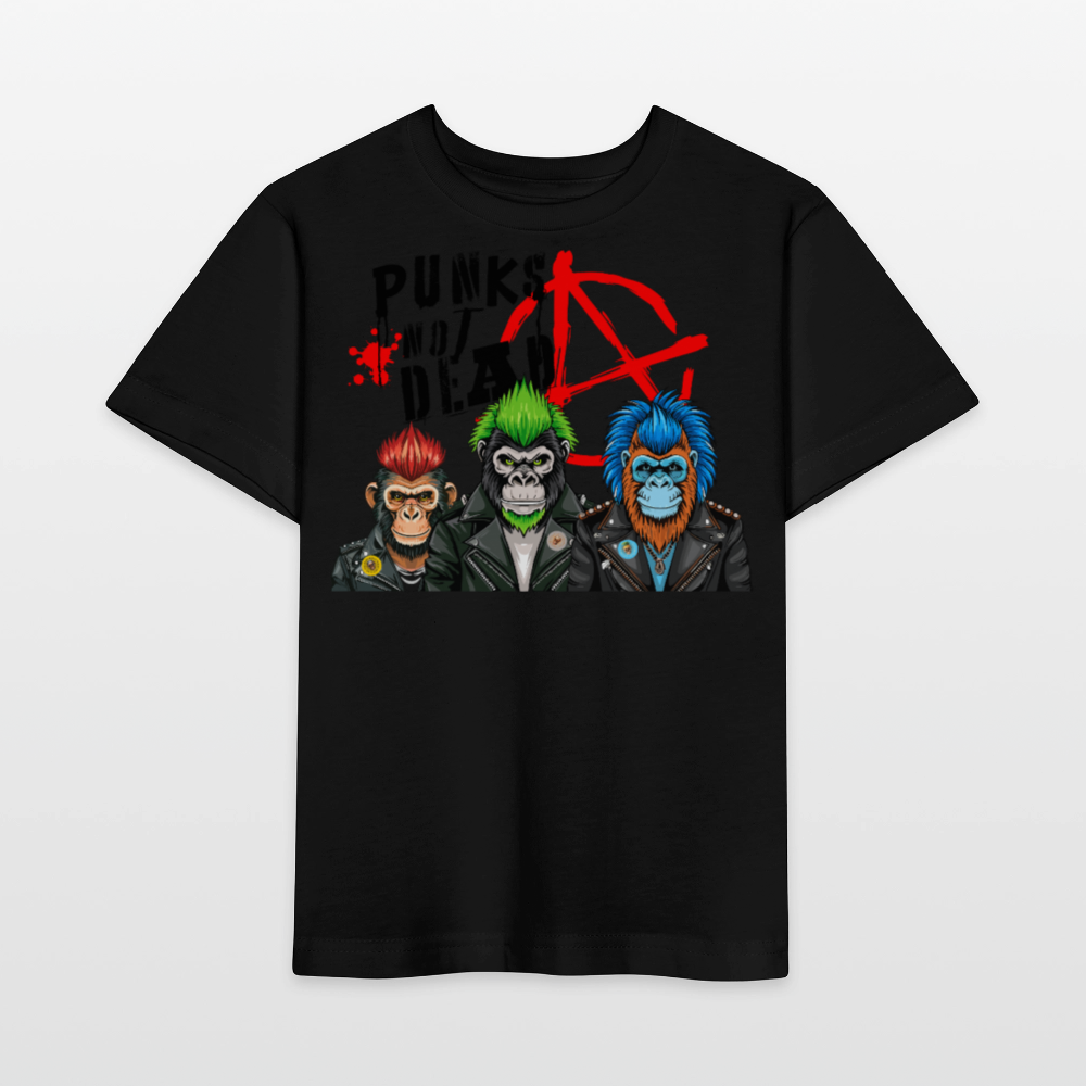 MNJS KIDS Bio T-Shirt mit PUNKS NOT DEAD PRINT - Schwarz