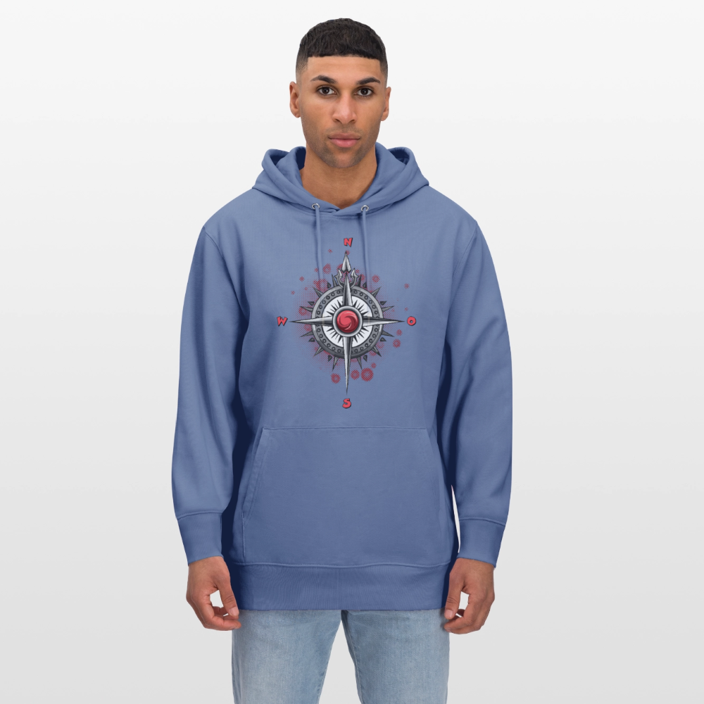 Unisex Hoodie mit WINDROSE PRINT - Blau