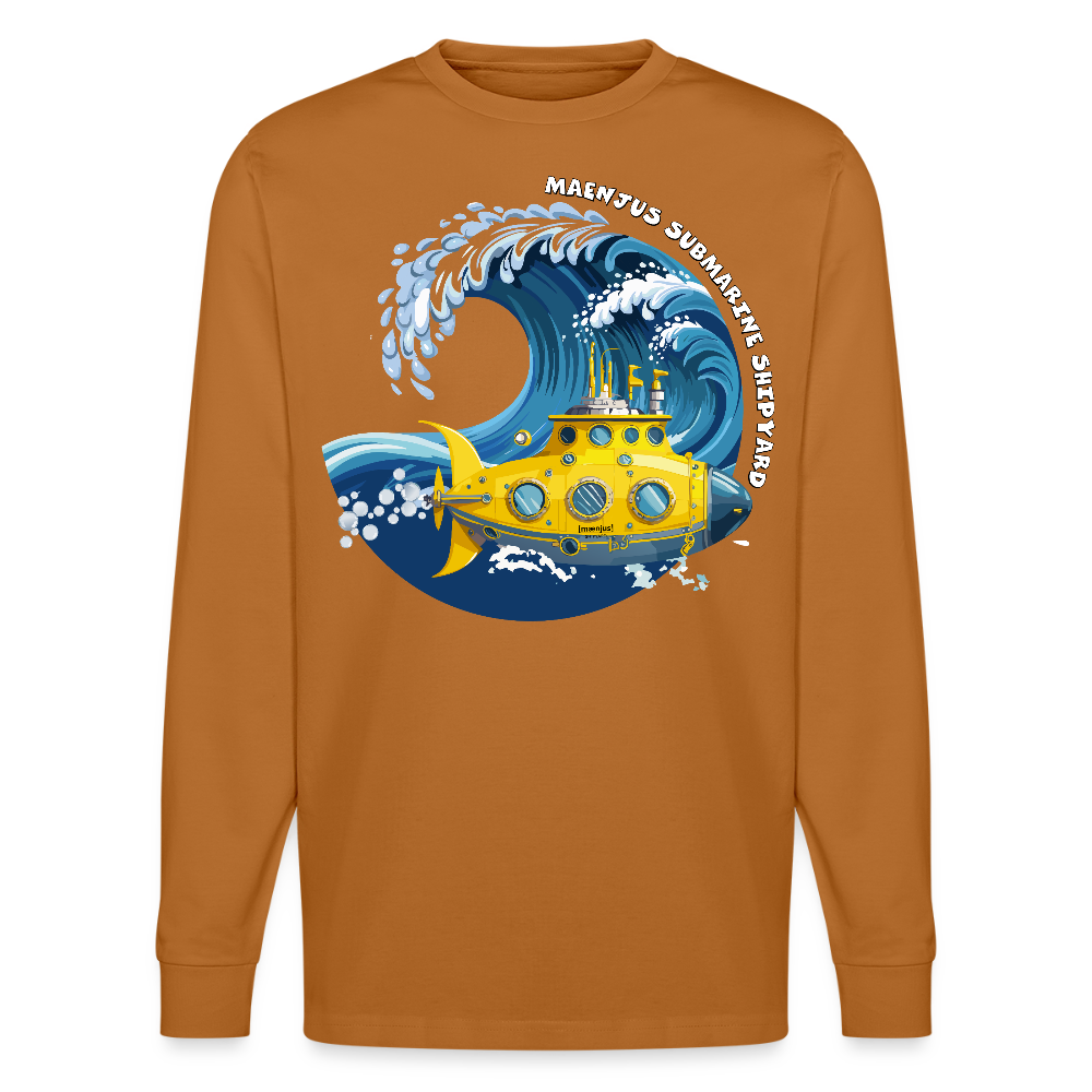 Unisex Bio-Langarmshirt mit MAENJUS SUBMARINE SHIPYARD PRINT - Herbstorange